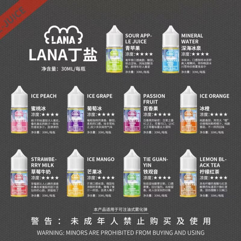 LANA煙油丁鹽 正品小煙油 5送1(lana煙油通用任何注油主機)